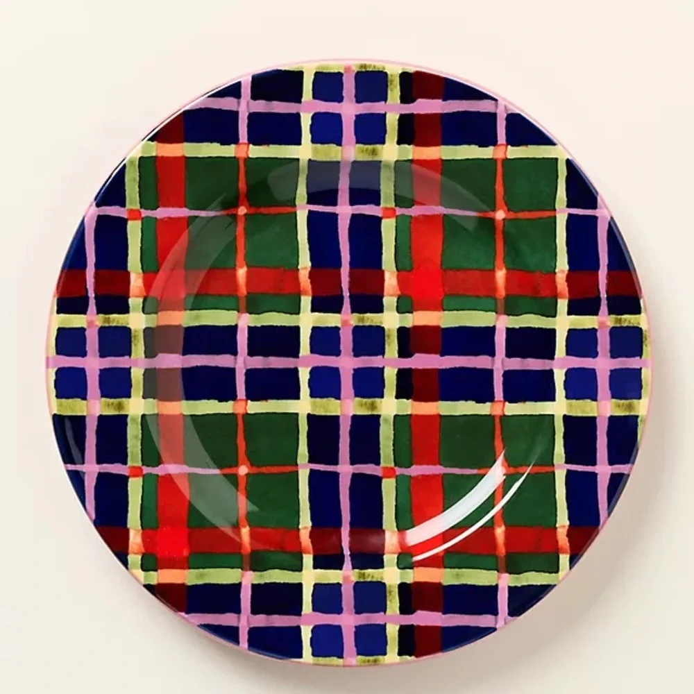 ❤️Tartan Plaid Stoneware Dessert Plate - NWT - Picture 12 of 12
